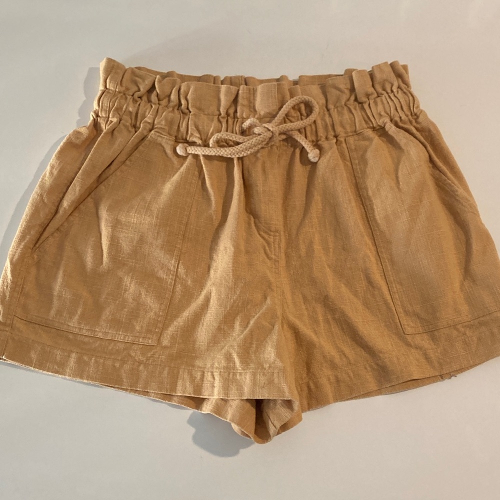 Posse Zuri Drawstring Cotton Shorts Butter Yellow Size Large